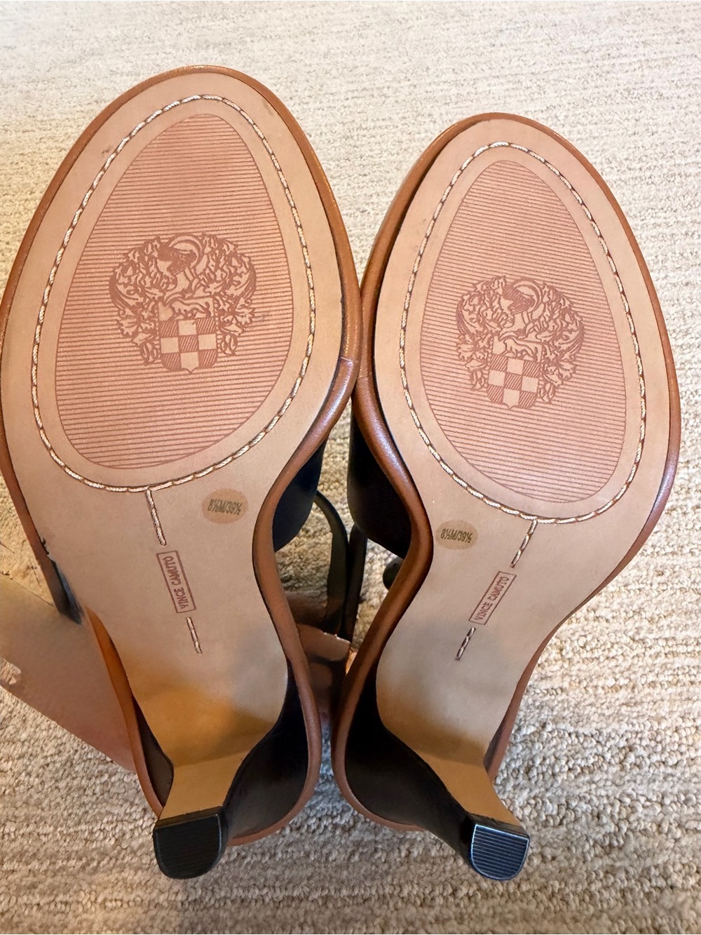 Vince Camuto Black Leather Open-Toe Ankle Sandals - Picture 5 of 5